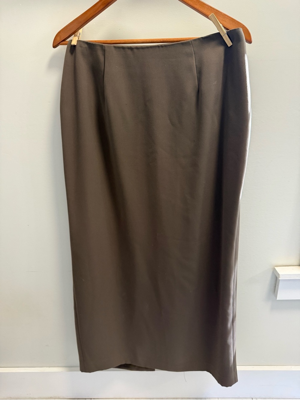Vintage Geoffrey Beene Brown Midi Pencil Skirt - high waisted 12
